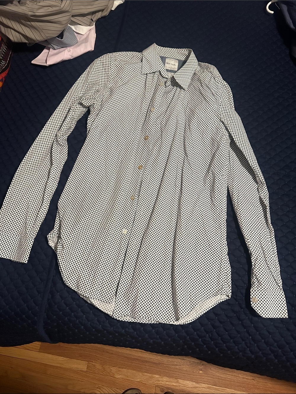 Paul Smith White Shirt with Black Micro Dot Pattern